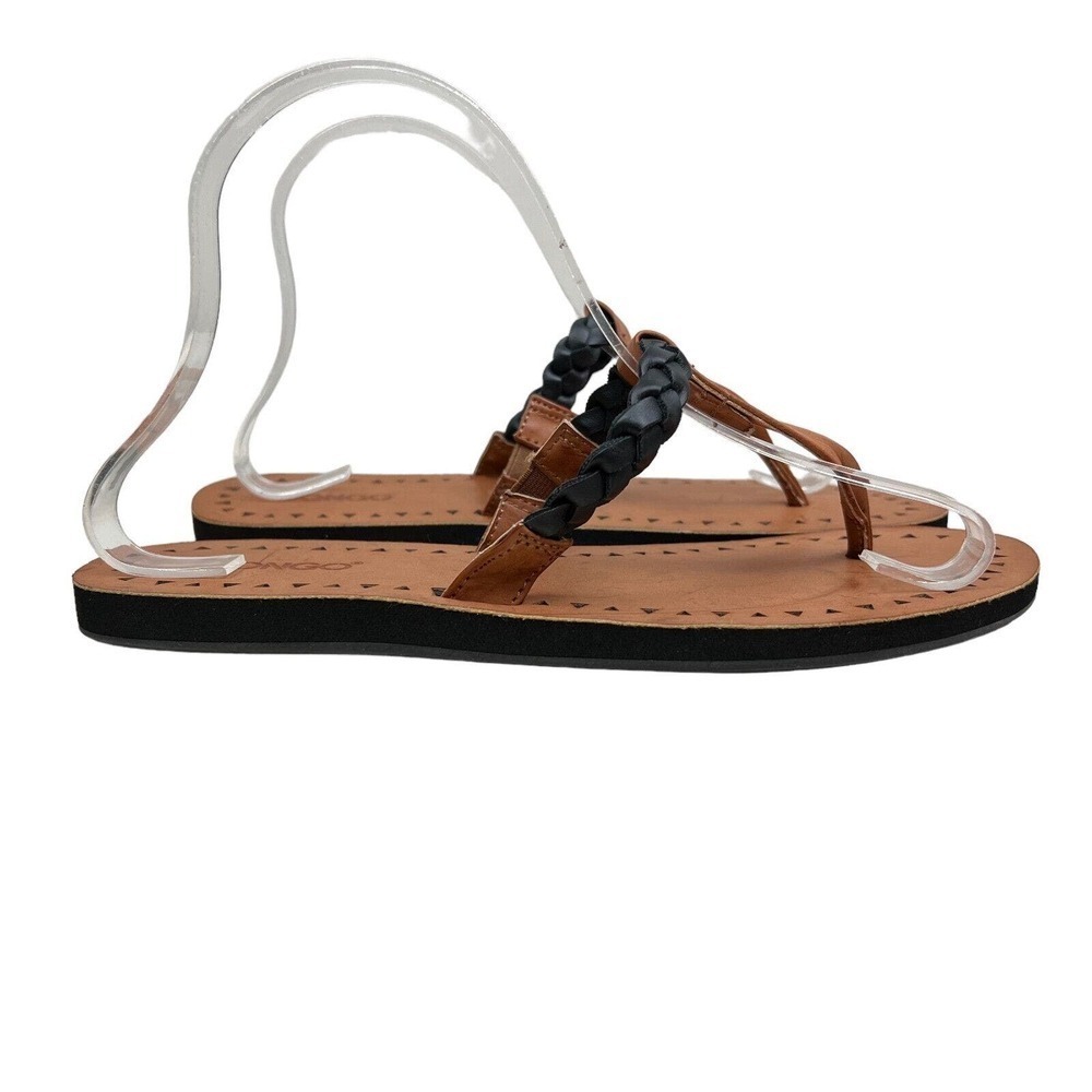 Bongo Finley Flip Flop Sandals Thong Weave‎ Strap Black Brown Women Size 7/8M